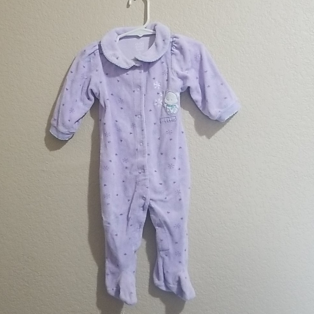 Purple Carter's one piece purple footie pajamas size L